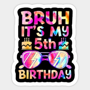 Kids Bruh Its My 5Th Birthday 5 Year Old Boy Gamer Sticker